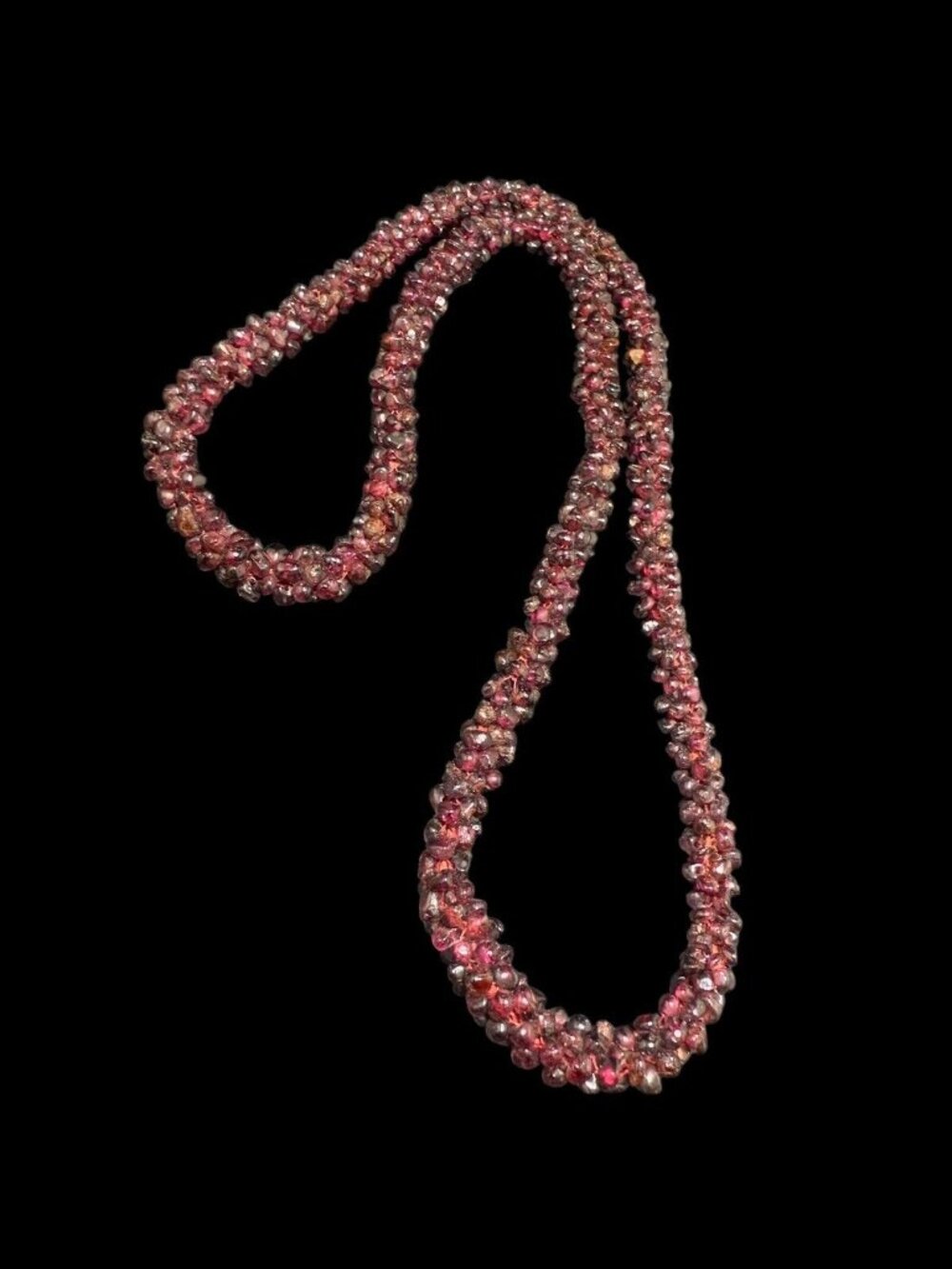 Antique Bohemian Red Garnet Gemstone Necklace Art Deco 26” Cluster 83.1g